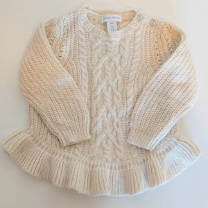 Ralph Lauren long sleeve peplum cream cableknit pullover sweater size 18 months